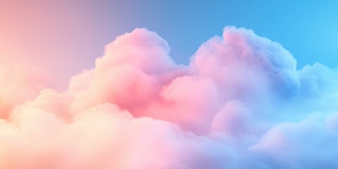 Fototapeta premium Serene pastel clouds float in a calming sky, blending pink and blue hues beautifully.