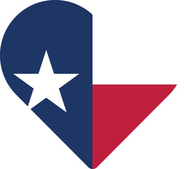 Obraz premium Heart shaped printable vector flag of the United States of America federal state of TEXAS