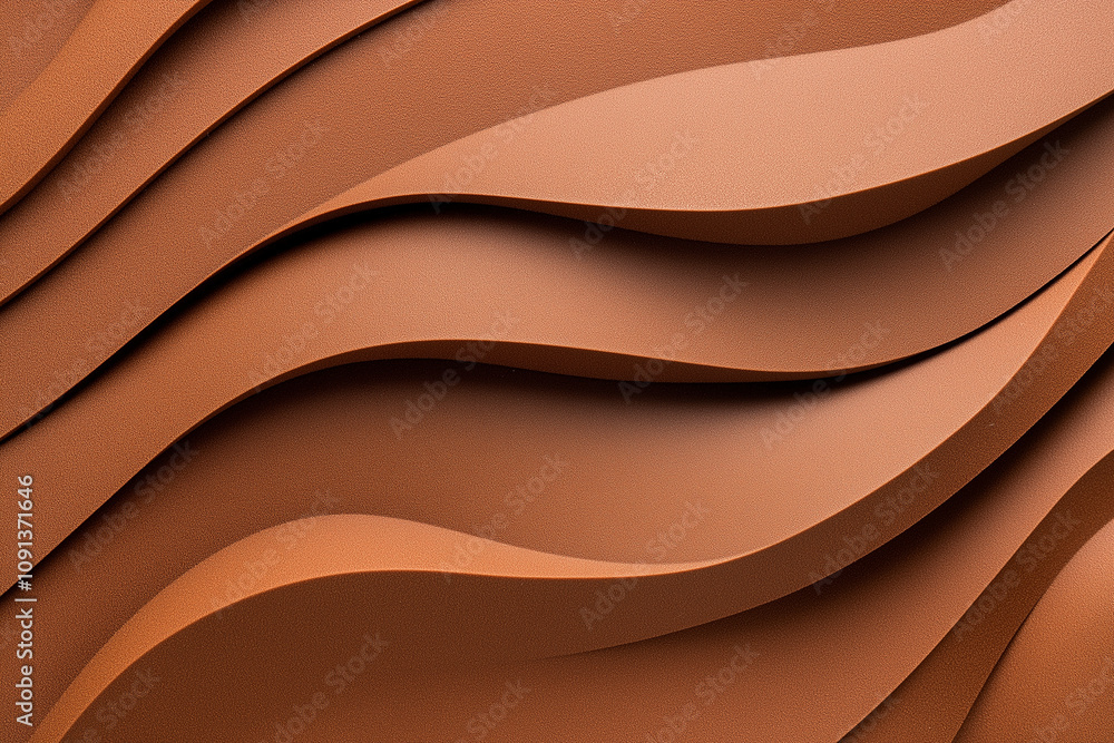 Poster smooth chocolate brown waves create dynamic abstract pattern, evoking sense of movement and fluidity