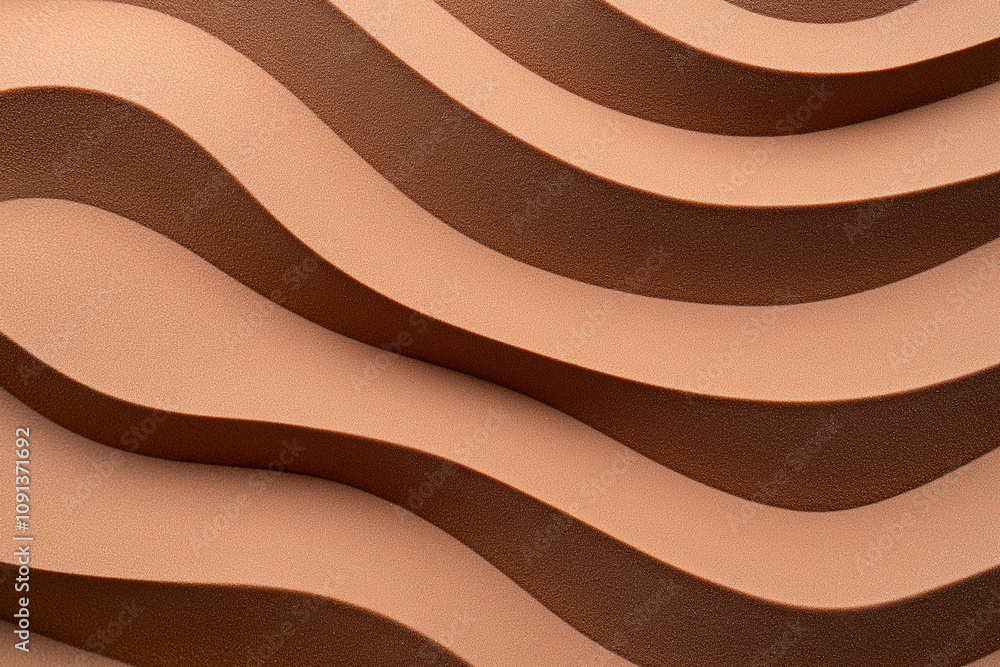 Poster abstract wavy pattern with chocolate brown sand texture creates soothing visual effect. flowing line