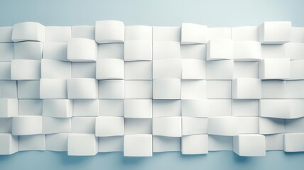 Obraz premium A modern, abstract background featuring a variety of textured, overlapping white squares on a light blue surface.