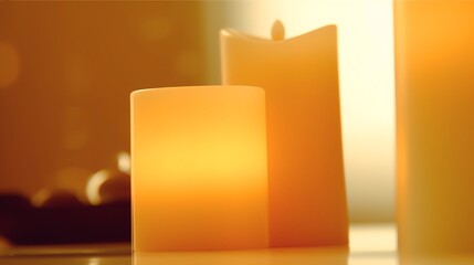 Illuminated Candles Softly Glow in Amber Light
