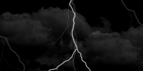 Dark cloud at sky with light thunder bolt. Marble texture pattern background, wall grunge texture. Fork lightning striking down during summer storm. Heavy storm bringing thunder, lightnings and rain./