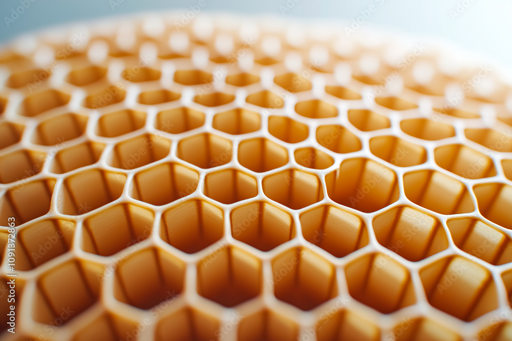 Poster honeycomb texture background with hexagonal pattern in warm golden tones, creating visually appealin
