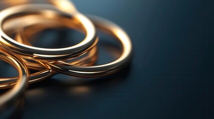 Metallic rings interlocked, elegant and modern backdrop, 3D illustration