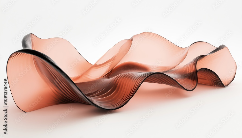 Poster 3d rendering of flowing wave transparent glass cloth: a digital representation of texture and moveme