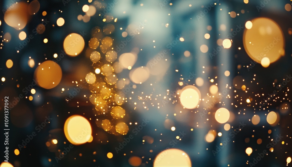 Poster blurry christmas interior lights creating a bokeh effect with space available for placing items. per