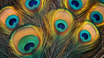 Obraz premium Colorful peacock feather pattern and texture – perfect for artistic backgrounds and digital designs
