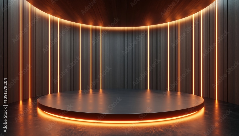 Poster 3d rendering of an empty creative round room. focused on digital design and visualization. perfect f