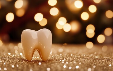 tooth on christmas background professional photo
