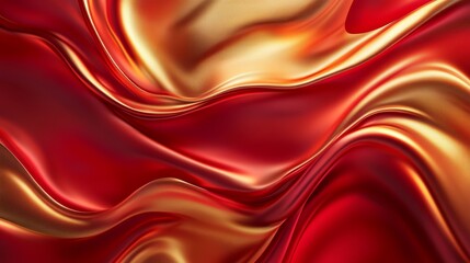 Obraz premium Elegant abstract luxury design featuring gold and red silk waves – perfect for high-end visuals