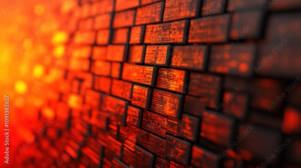 Poster a close-up of textured, warm-toned blocks creating an abstract background, evoking a sense of depth 