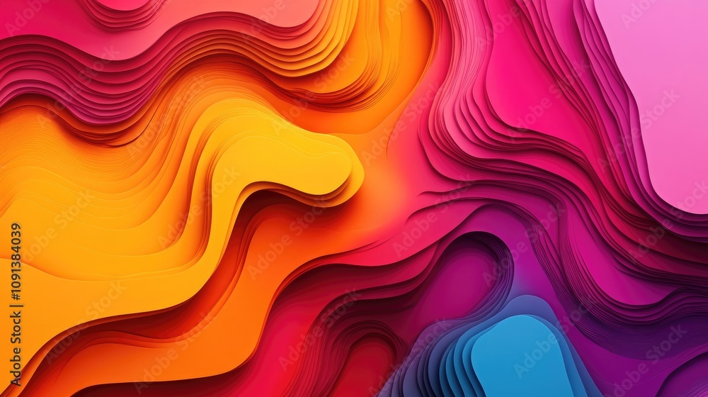 Poster a dynamic blend of swirling colors in a captivating 3d abstract design featuring smooth waves of ora