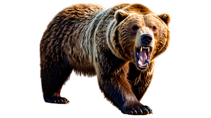 Fototapeta premium Growling bear on transparent background 