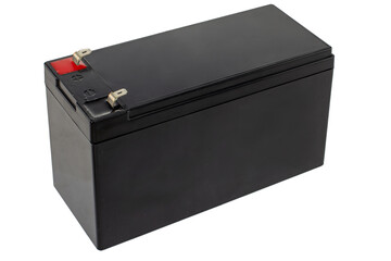Black Sealed Lead Acid Battery Isolated on White