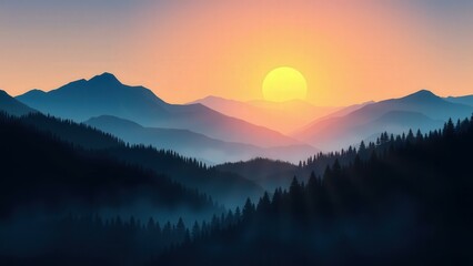 Obraz premium Breathtaking Mountain Sunrise: Capture the Serene Beauty of Nature's Dawn