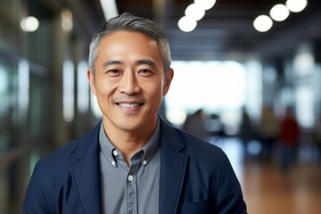 Obraz premium Portrait of a middle aged Asian businessman in office