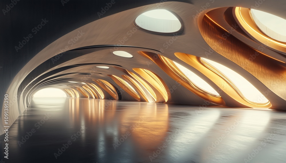 Poster abstract futuristic architecture with empty concrete floor 3d render showcasing a modern design and 