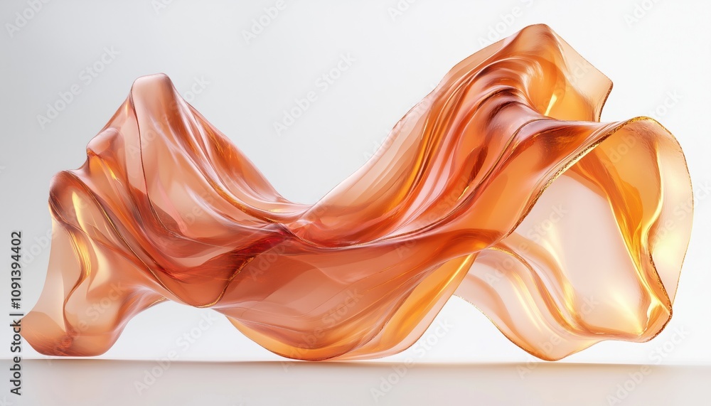 Poster 3d rendering of flowing wave transparent glass fabric in digital form. a realistic representation of