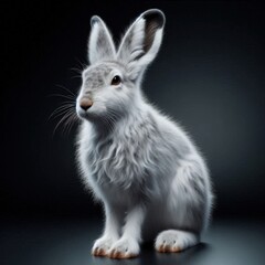 Obraz premium Arctic Hare standing position isolated on a Black background 3