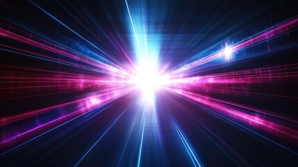 Abstract technology background showcasing vibrant blue and purple light beams creating a dynamic sense of speed and energy, perfect for business presentations and creative projects.