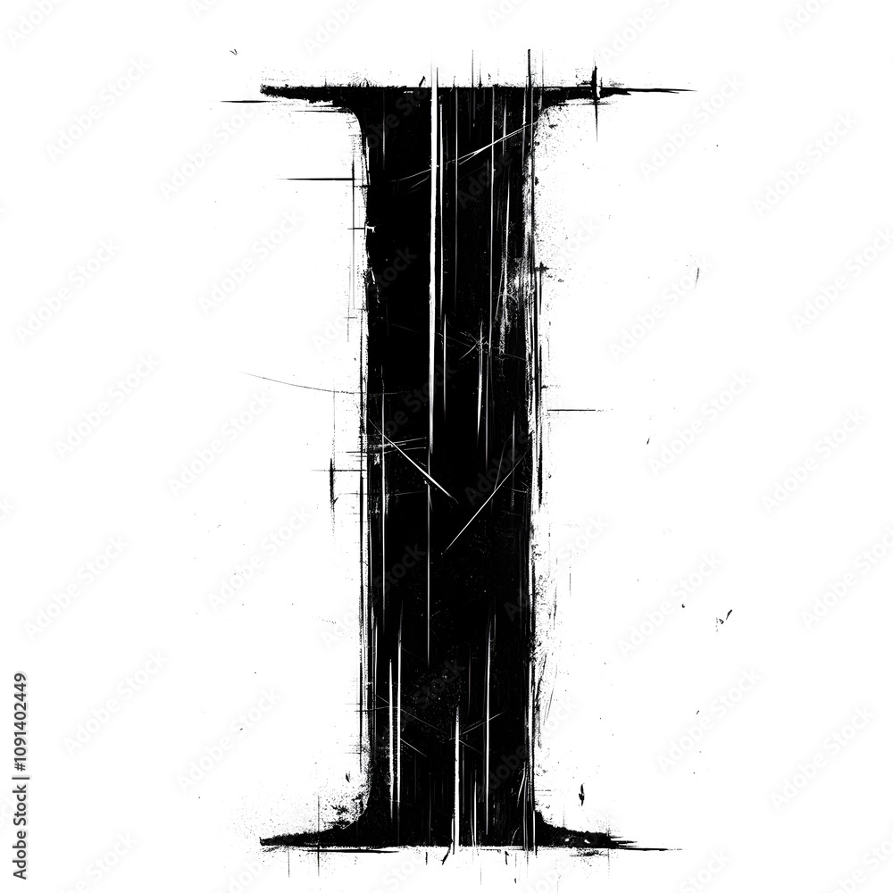 Fototapete scratched letter i transparent background this illustration is a black and white guitar sketch on a 