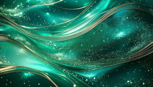Arri&egrave;re-plan holographique vert &eacute;meraude avec des motifs fluides scintillants