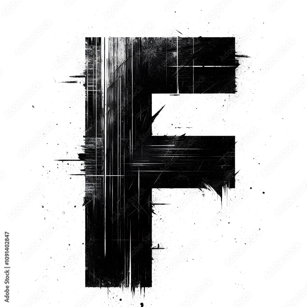 Fototapete scratched letter f transparent background this illustration is a black and white guitar sketch on a 