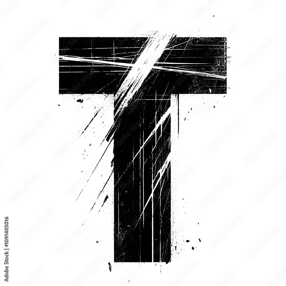 Fototapete scratched letter t transparent background this illustration is a black and white guitar sketch on a 
