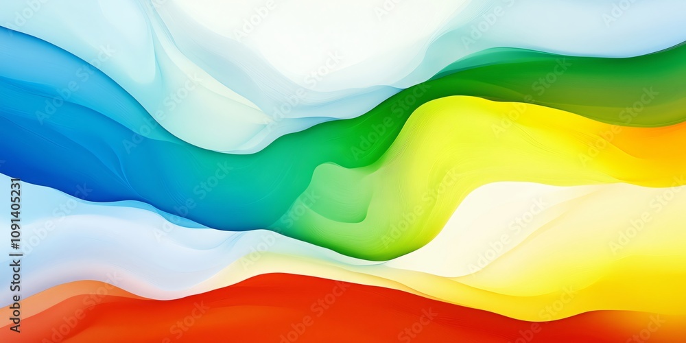 Poster dynamic abstract composition with fluid, swirling vivid colors creating a sense of motion