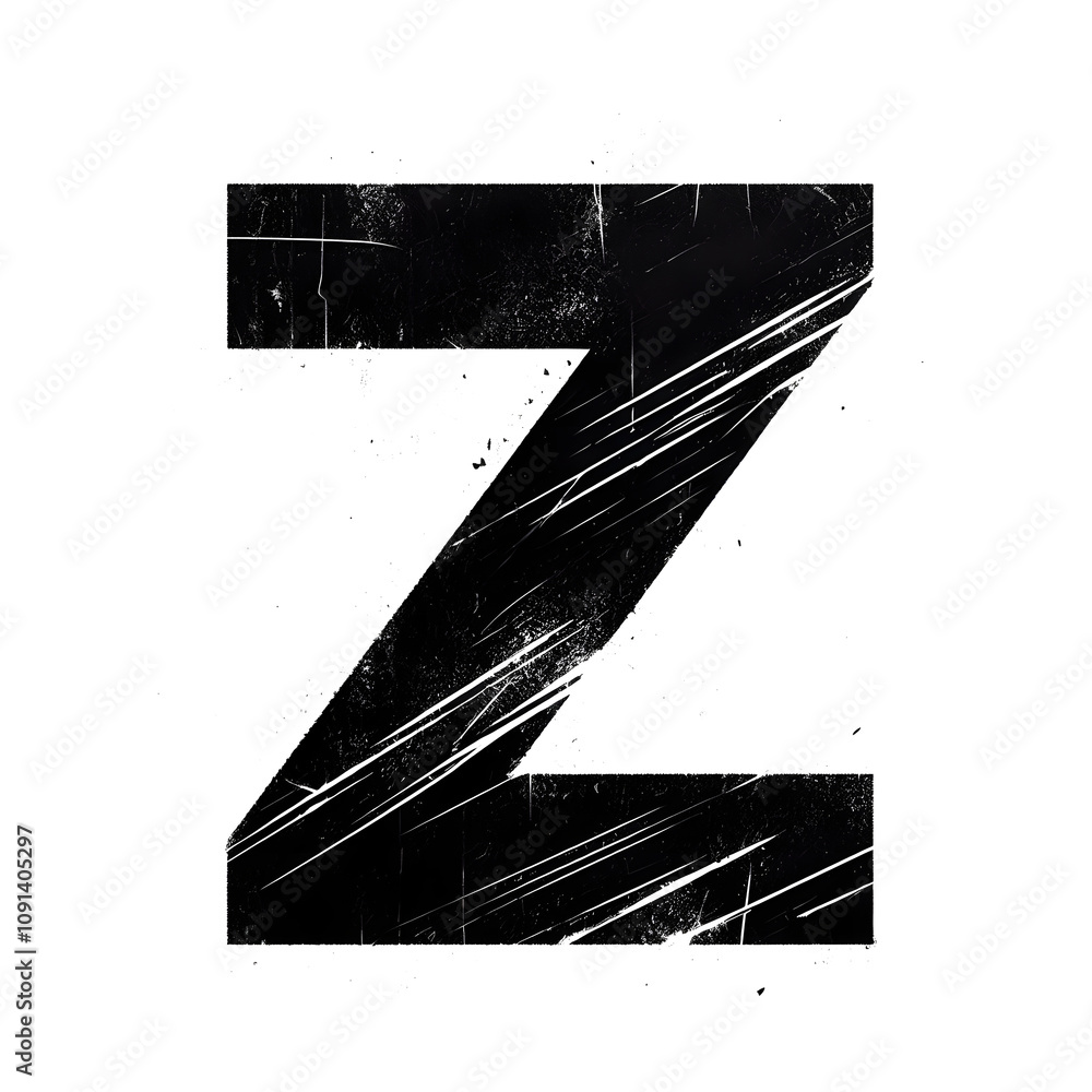 Fototapete scratched letter z transparent background this illustration is a black and white guitar sketch on a 