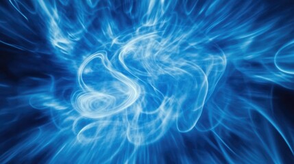 Obraz premium A vibrant blue abstract background featuring swirling light trails and smooth textures, evoking a dynamic and energetic atmosphere suitable for various creative projects.