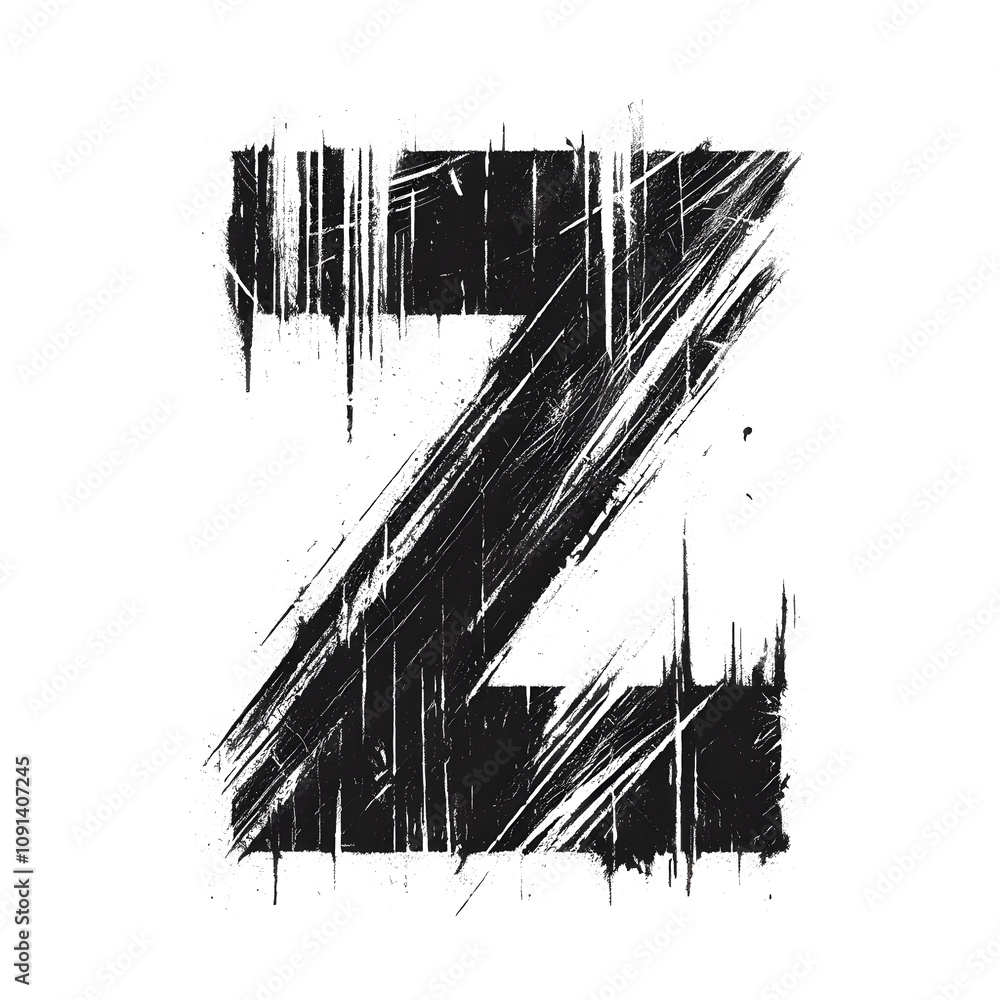 Fototapete scratched letter z transparent background this illustration is a black and white guitar sketch on a 