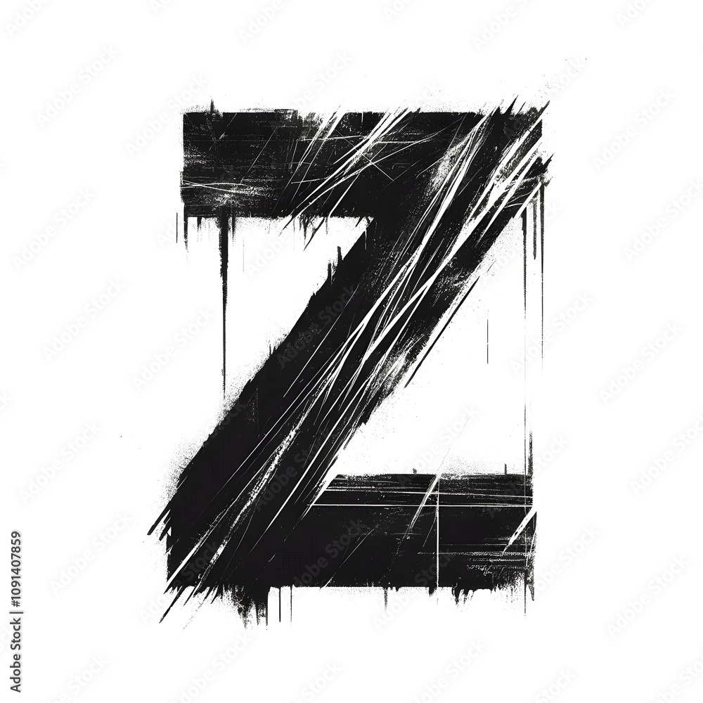 Fototapete scratched letter z transparent background this illustration is a black and white guitar sketch on a 