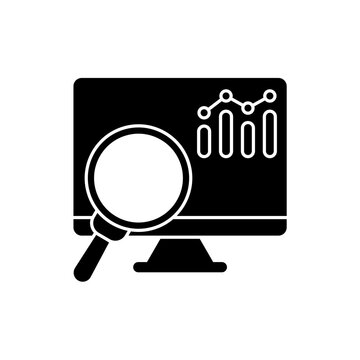 black computer screen magnifying glass analysis clip art preview