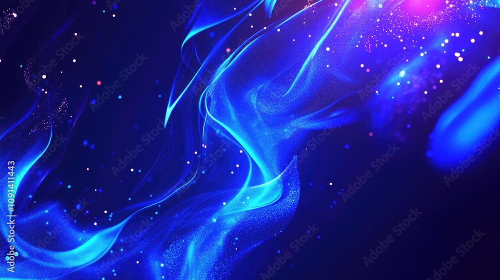 Aufkleber dynamic abstract background with flowing blue waves and sparkles, creating a vibrant illuminated eff