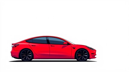 Obraz premium Stylish Red Sedan Illustration with Sleek Design on Flat Surface