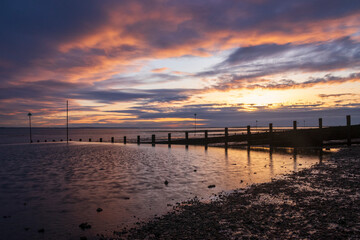 Sunset at Westcliff, near Southend-on-Sea, Essex, England, United Kingdom