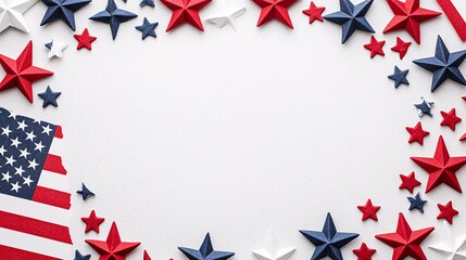 Fototapeta premium Patriotic American Flag Drawing with Stars and Stripes on Textured Paper Background