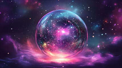 A glowing orb of ideas embracing the stars ai generated. Electric Light Orbs. Illustration