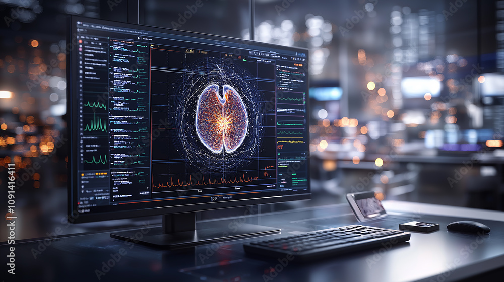 Poster ai powered imaging workstation displaying 3d visualization