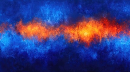 Fototapeta premium Vivid blend of blue and orange paint textures creating a dramatic, eye-catching backdrop perfect for contemporary art and dynamic design projects.