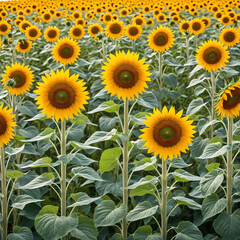 Fototapeta premium Beautiful summer flowering yellow sunflowers