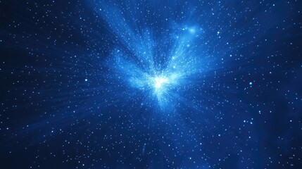 Fototapeta premium Brilliant deep blue night sky filled with sparkling stars and light rays, creating a mesmerizing backdrop ideal for celebrations, designs, and creative projects with ample text space.