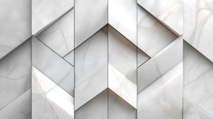 Obraz premium Geometric square tiles in white and gray textures arranged in a dynamic 45-degree angle, creating a modern panoramic background with elegant patterns.