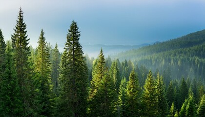 Fototapeta premium coniferous forest on a background
