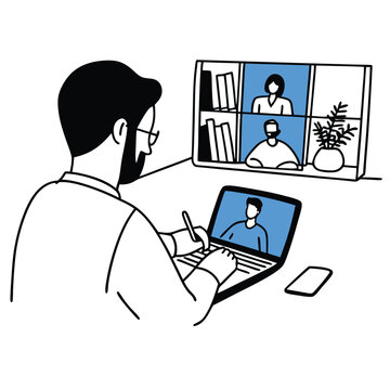 recommend clip art: man-engaging-in-an-online-group-project (1).eps