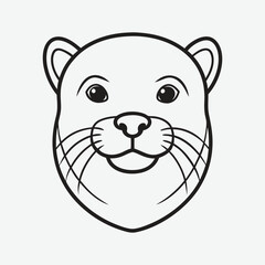 Otter Head Line Art Illustration On White Background