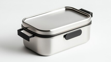 Eco-Friendly Stainless Steel Bento Box for Sustainable Meal Storage Isolated on White Background