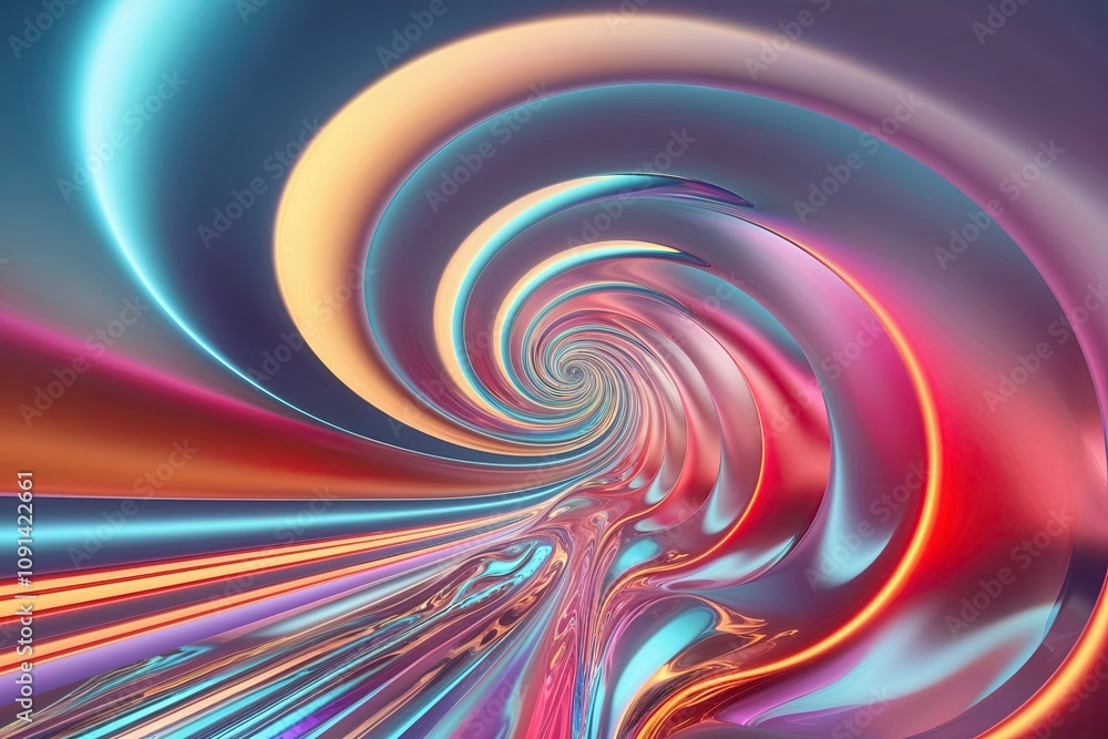 Poster vibrant 3d luminous background with enchanting spiral patterns and colorful gradients